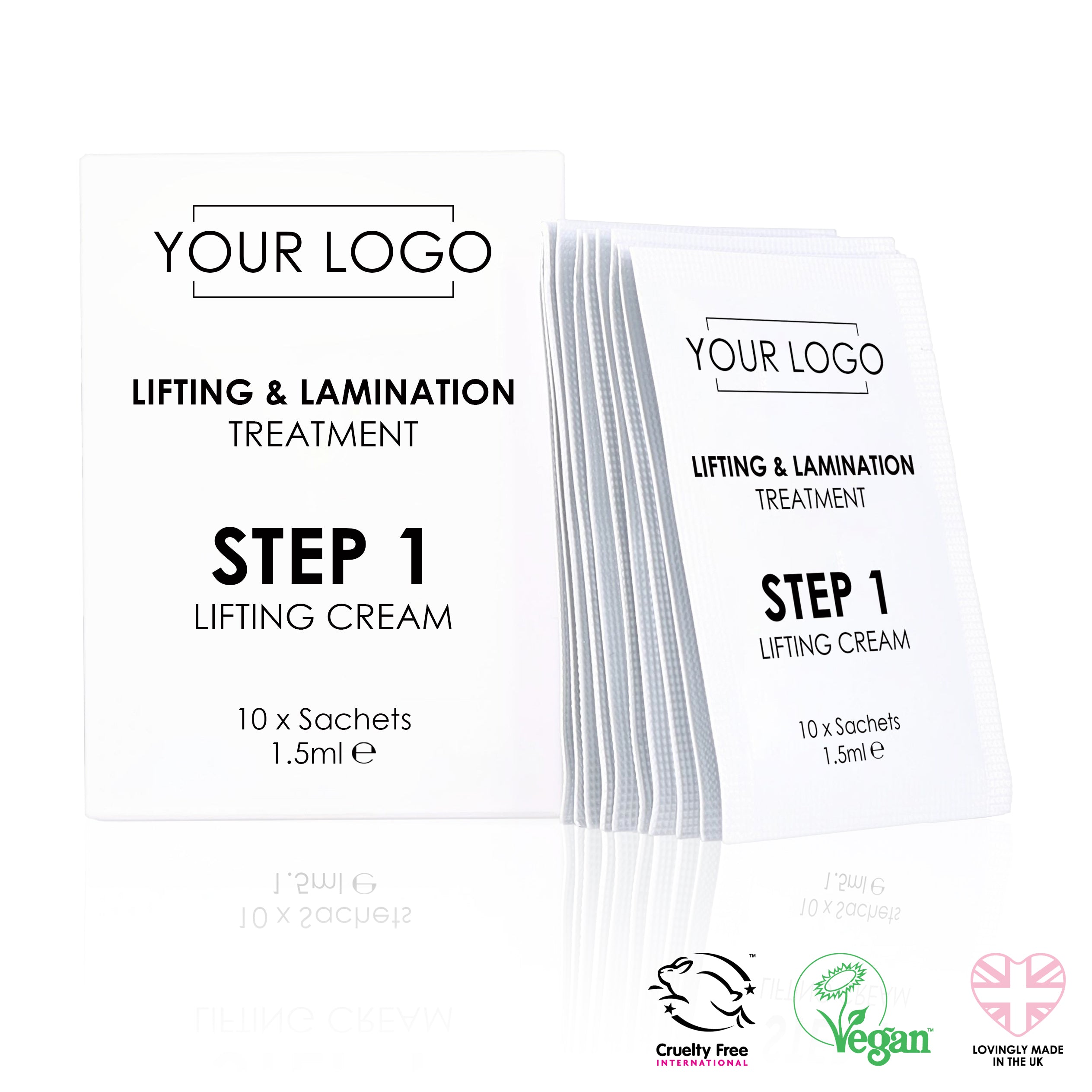 Packaging for lash lifting and brow lamination product, labeled as &