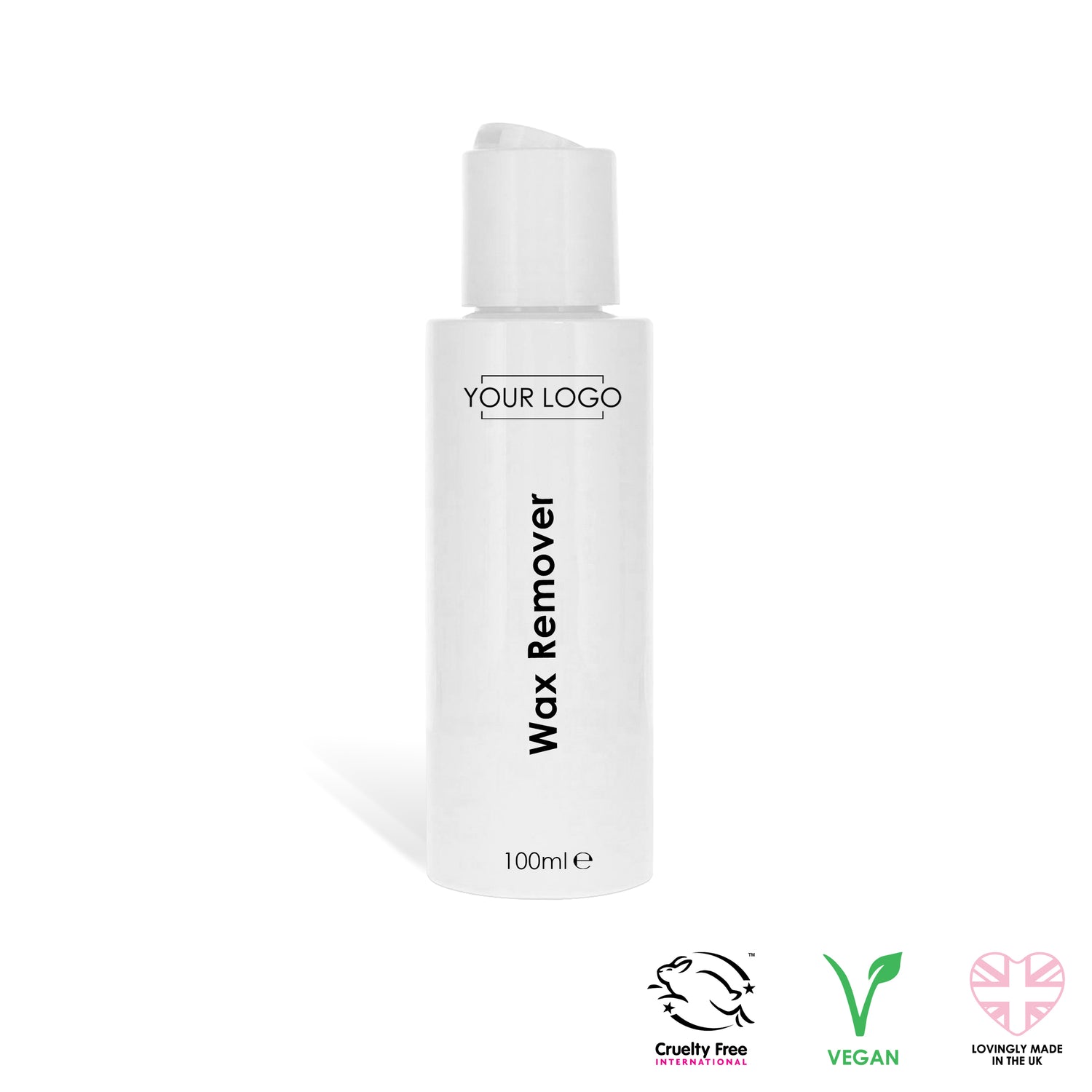 White wax remover bottle with &